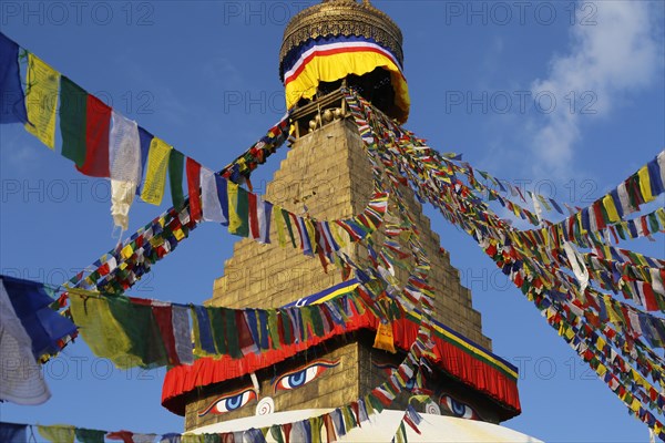 Eyes under the prayer flags