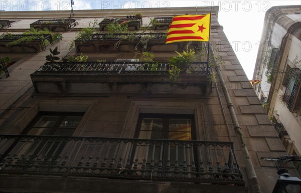 Catalan flags in the Gothic Quarter of Barcelona