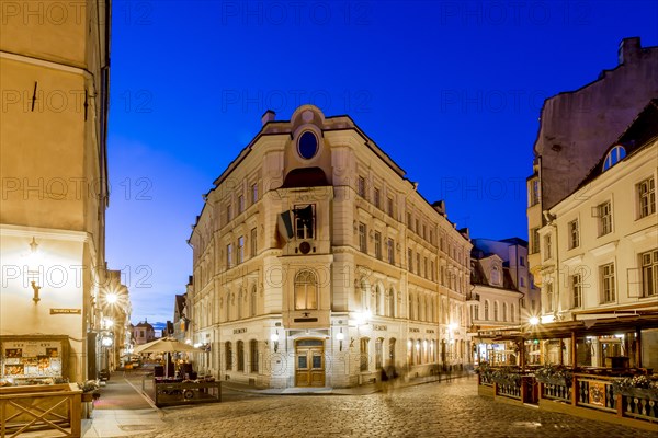 Old square or Varna trug in the old town at night