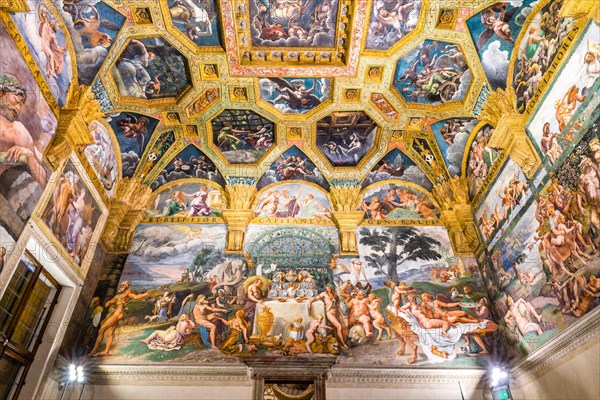 Mythological fresco by Giulio Romano in the hall of Amor and Psyche