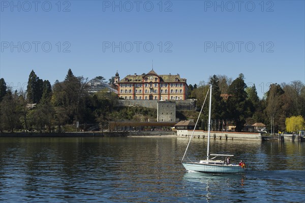 Schloss Mainau castle with sailing boat on Mainau Island