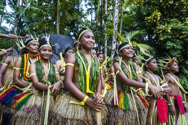 Traditionally dressed islanders