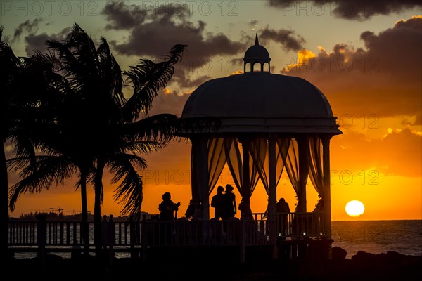 Wedding pavilion at Varadero beach with sunset in the Paradisus Varadero Resort & Spa hotel complex