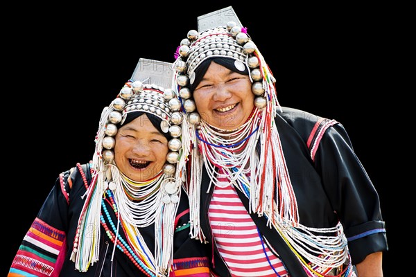 Akha hill tribe women in traditional dress