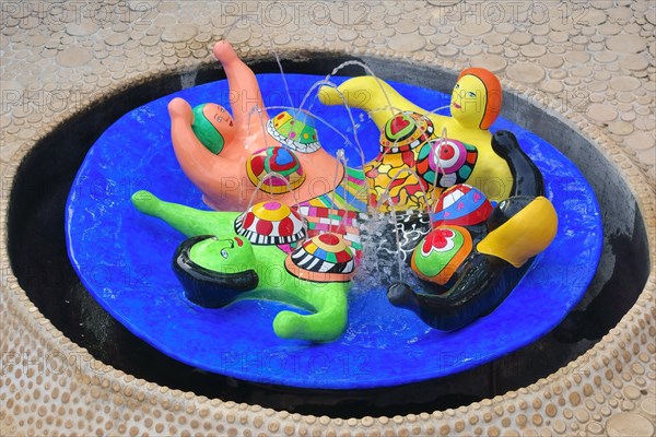 Colorful fountain in the Giardino dei Tarocchi or Garden of the Tarot