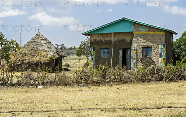 Muslim farmer house with wall decorations