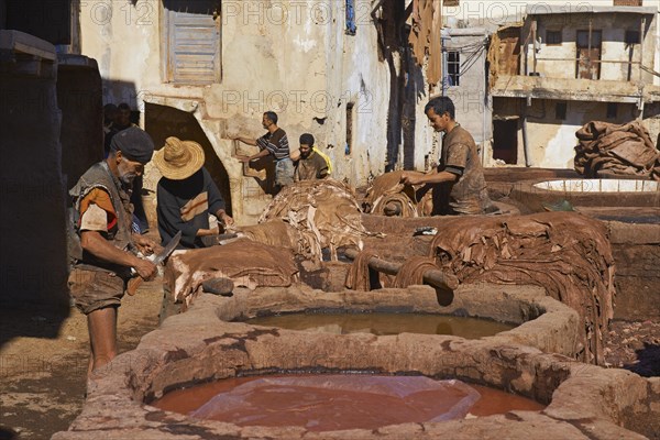 Traditional tannery with dying vats