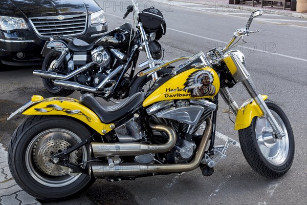 Two Harley Davidson parked on the roadside