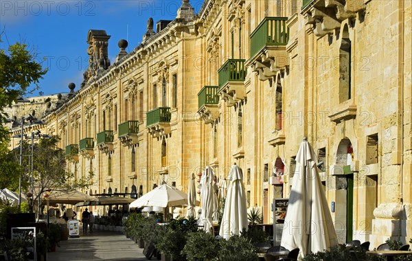 Restored historic warehouse buildings in the Valletta Waterfront