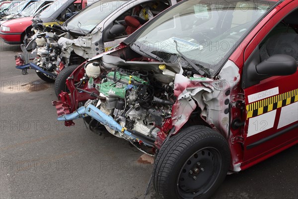 Passenger cars after the crash test