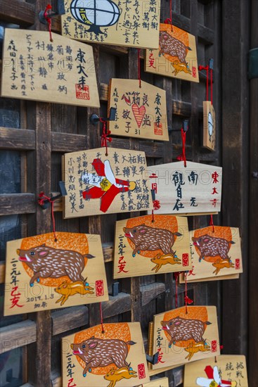 Written wishes to deities on small wooden boards