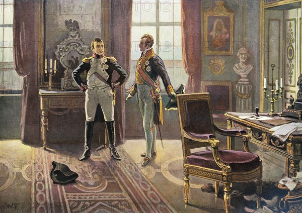 Napoleon with Prince Metternich at the meeting in Dresden on 26 June 1813
