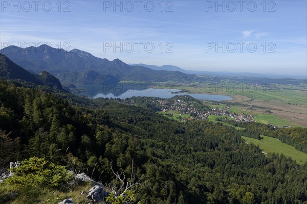 View from Zwieselschrofen mountain towards Kochel am See