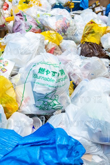 Garbage mountain with garbage bags