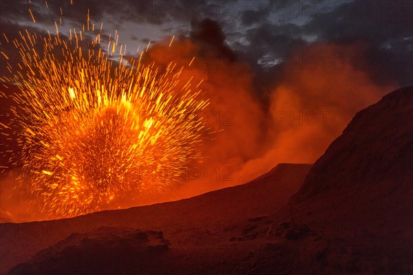 Eruption of Mount Yasur volcano