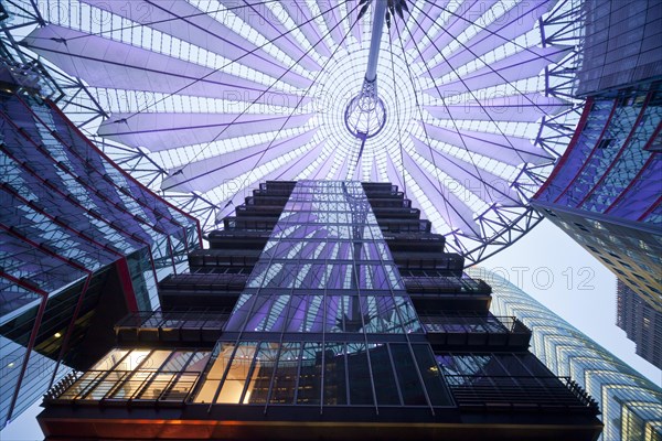 The illuminated dome of the Sony Center