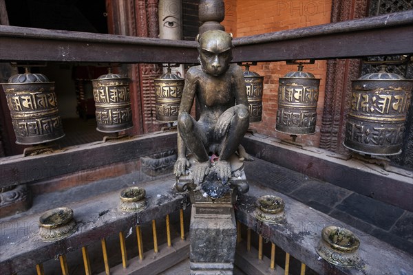 Prayer wheels in buddhist monastery Kwa Bahal