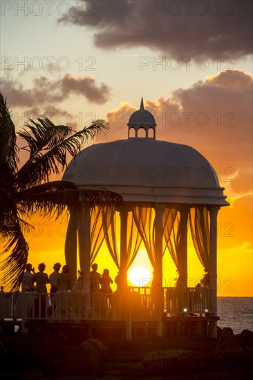 Wedding pavilion at Varadero beach with sunset in the Paradisus Varadero Resort & Spa hotel complex