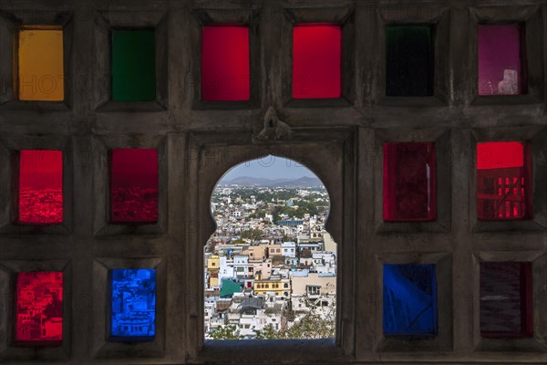 Stained glass window in the City Palace of the Maharaja