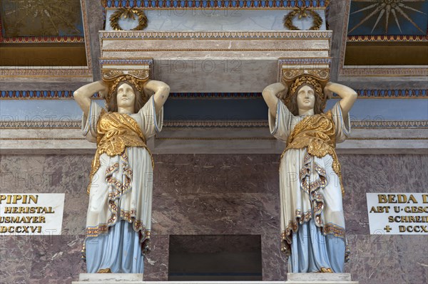 Caryatids on the gallery inside the Walhalla Temple