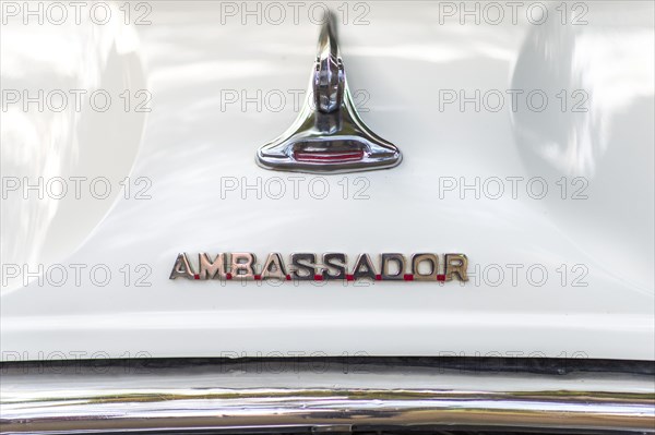 Emblem on a white Ambassador