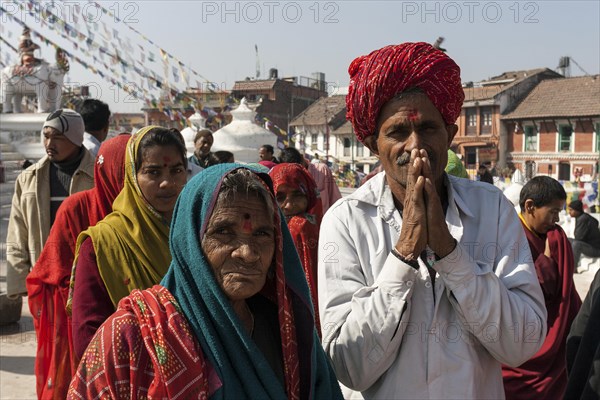 Indian pilgrims in the Boudhanath Stupa