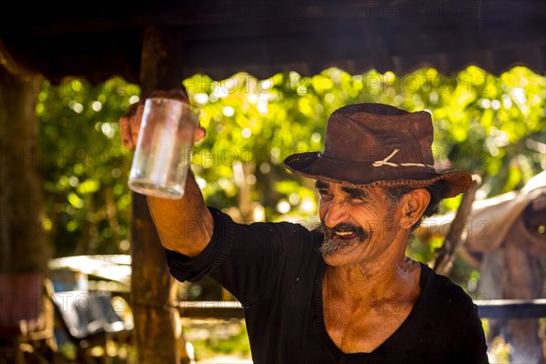 Cheerful sugar cane farmer