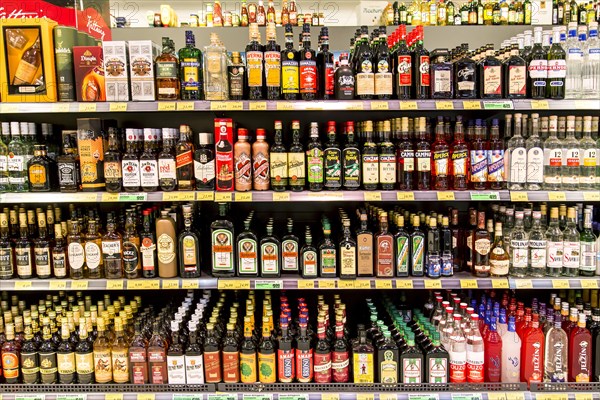 Shelf with various spirits