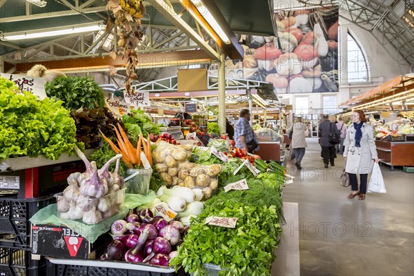 Vegetable stall in the market hall