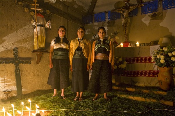 Group of highland indigenas at a sacrificial ceremony