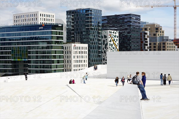 People on the roof of the Oslo Opera House