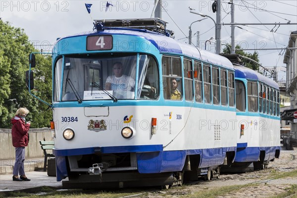 Tram at a stop