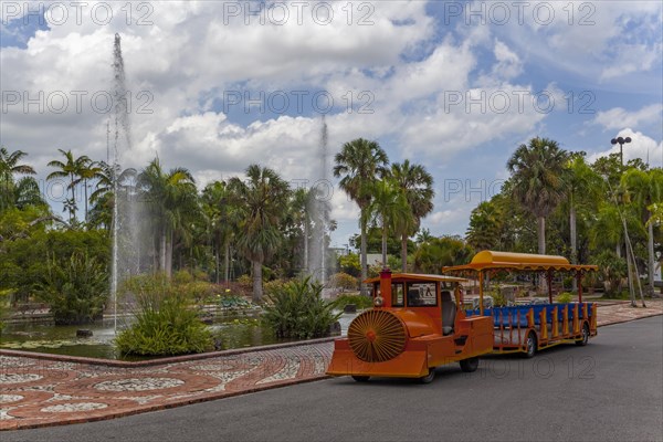 Touristic train at the entrance of Jardin Botanico National Dr. Rafael Maria Moscoso