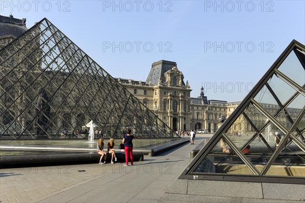 Glass pyramid in the courtyard of the Palais du Louvre