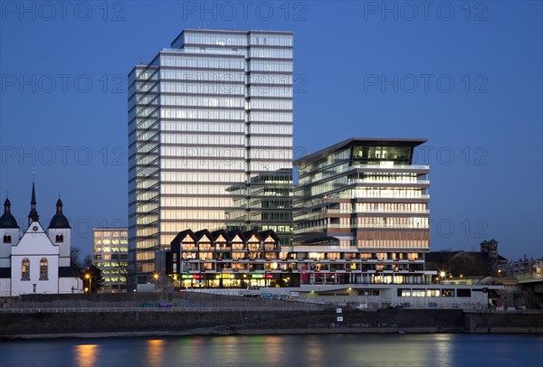 The former Lufthansa high-rise building and Deutz Abbey