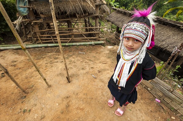 Traditionally dressed girl from the Akha people