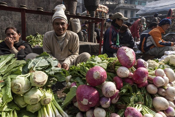 Selling vegetables in the street