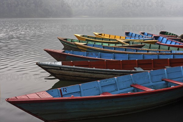 Colourful boats on Phewa Lake