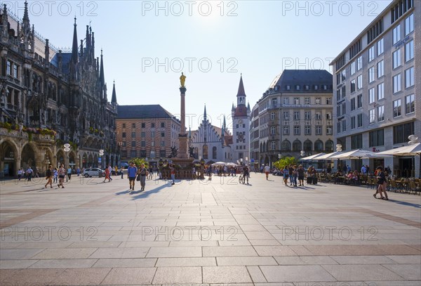 Marienplatz with Marian Column and Old Town Hall