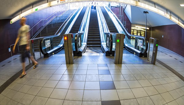 Modern metro station at the Messe Frankfurt exhibition hall