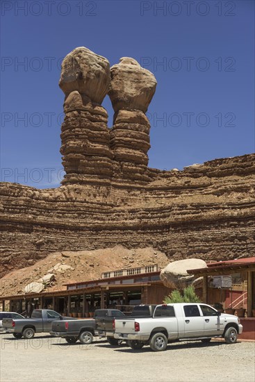 Rock formation Twin Rocks and cafe