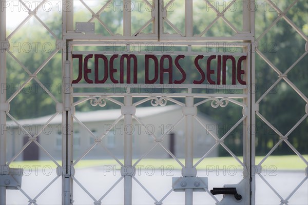 Inscription in the gate ""Jedem das Seine"" or ""to each their own""