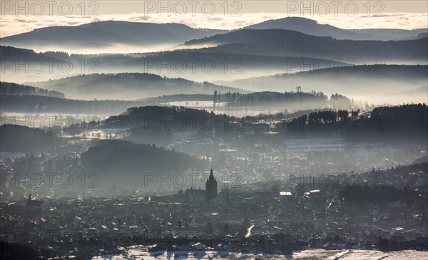 View from Scharfenberg on Brilon with Provost Church of St. Peter and Andrew