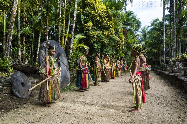 Stick dance performed by the tribal people of Yap Island