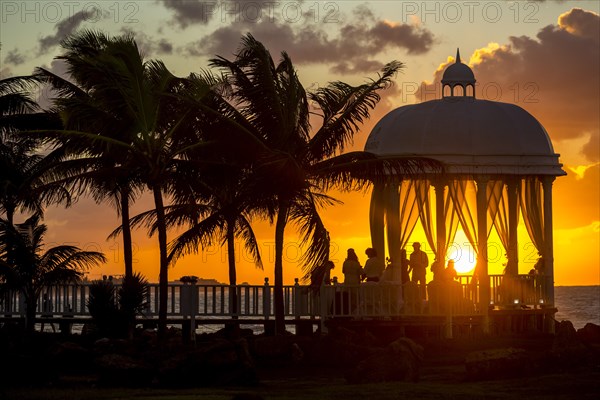 Wedding pavilion at Varadero beach with sunset in the Paradisus Varadero Resort & Spa hotel complex