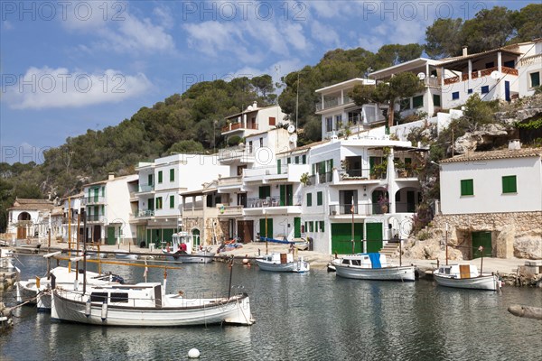 Bay with fishing boats and harbor of Cala Figuera