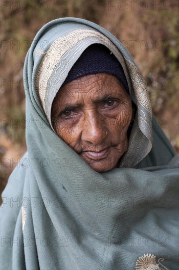 Old Nepalese woman with headscarf