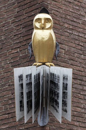 Figure of an owl at a bookshop