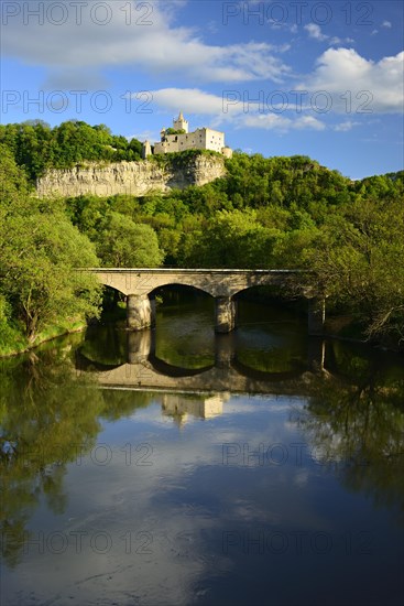 Ruins of Rudelsburg Castle on the Saale River near Bad Kosen