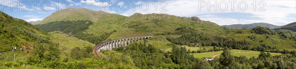 Panoramic landscape of Glenfinnan Viaduct